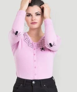 Hell Bunny Spider 50's Cardigan Pink New In