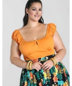 Hell Bunny Melissa 50's Top Orange Colour New In