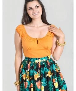 Hell Bunny Melissa 50's Top Orange Colour New In