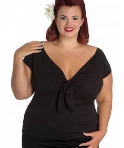 New In Hell Bunny Bardot 50's Top Black