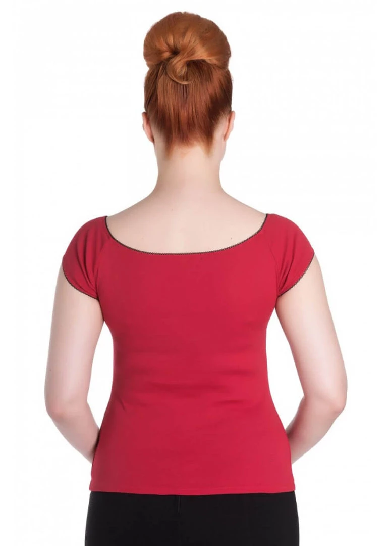 Hell Bunny Bardot 50's Top Red New In