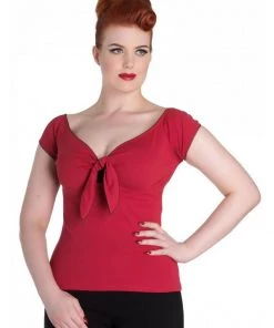 Hell Bunny Bardot 50's Top Red New In