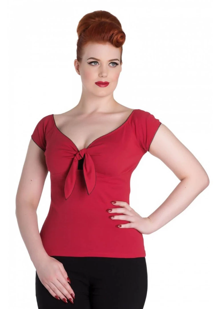 Hell Bunny Bardot 50's Top Red New In