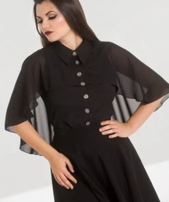 Hell Bunny Draco Cape Blouse Black