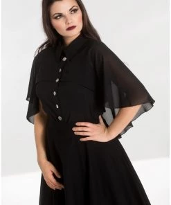 Hell Bunny Draco Cape Blouse Black