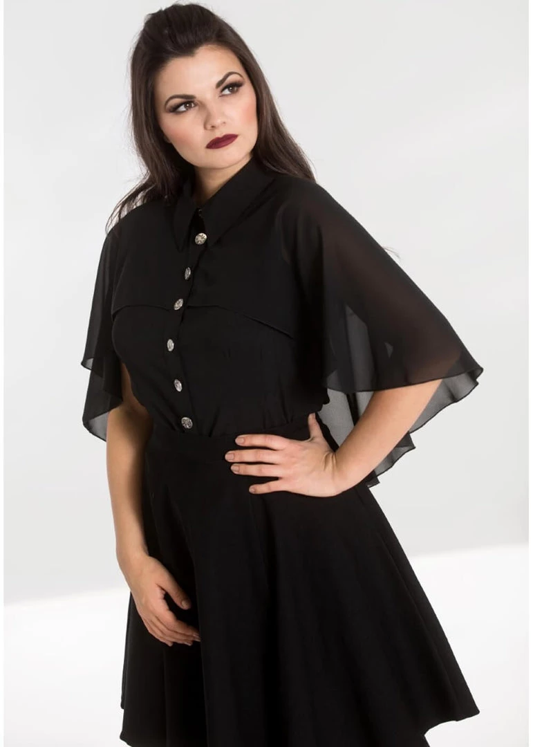 Hell Bunny Draco Cape Blouse Black