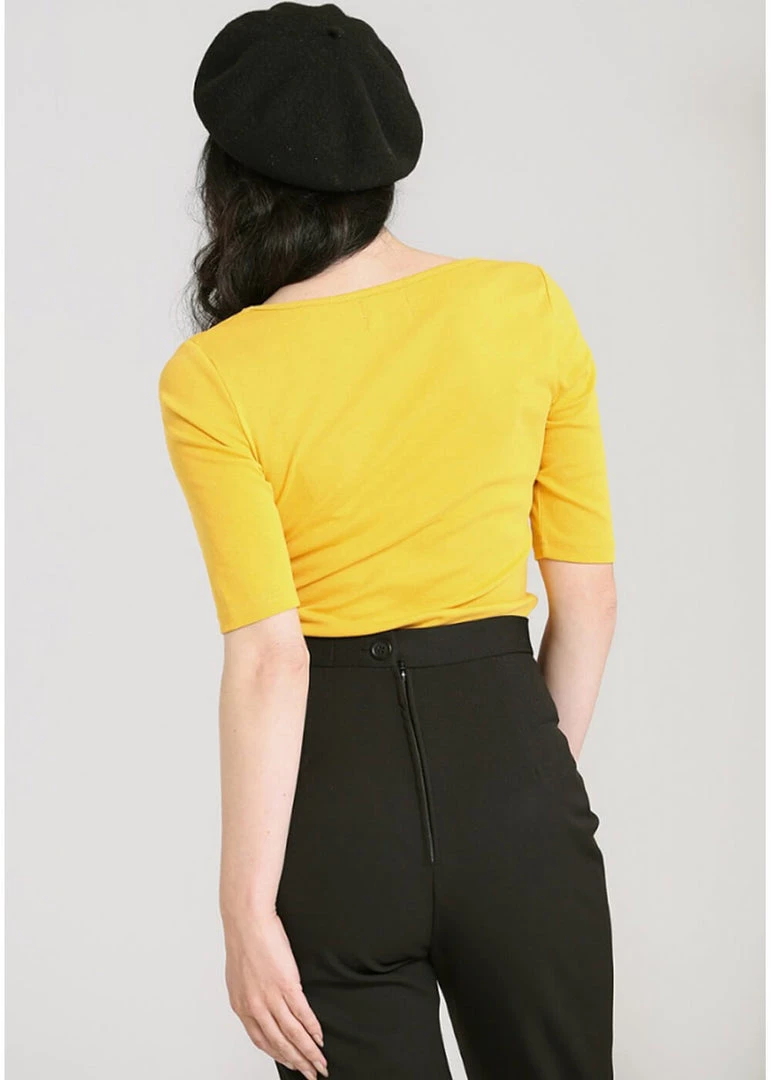 New In Hell Bunny Philippa 50's Top Mustard