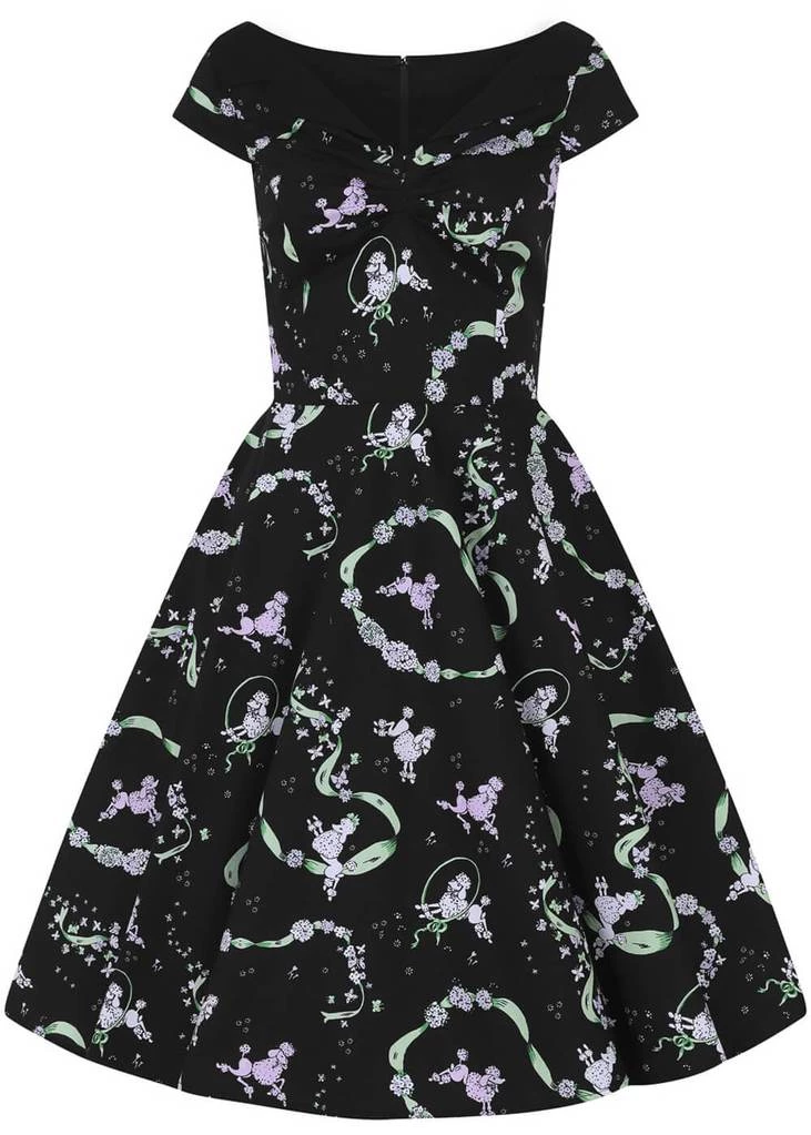 Hell Bunny Lexie Poodles 50's Swing Dress Black New In