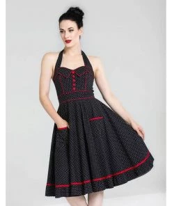Hell Bunny Vanity Rockabilly 50's Swing Dress Black New In