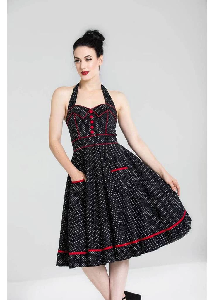 Hell Bunny Vanity Rockabilly 50's Swing Dress Black New In