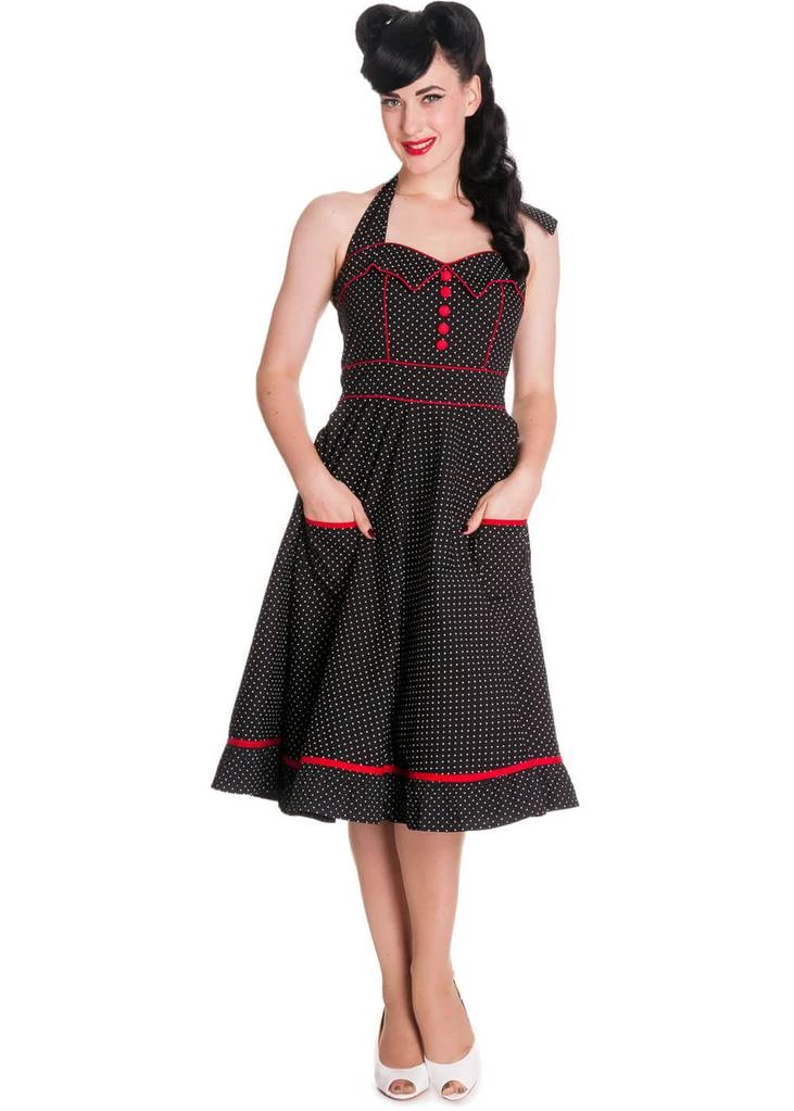 Hell Bunny Vanity Rockabilly 50's Swing Dress Black New In