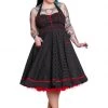 Hell Bunny Vanity Rockabilly 50's Swing Dress Black New In