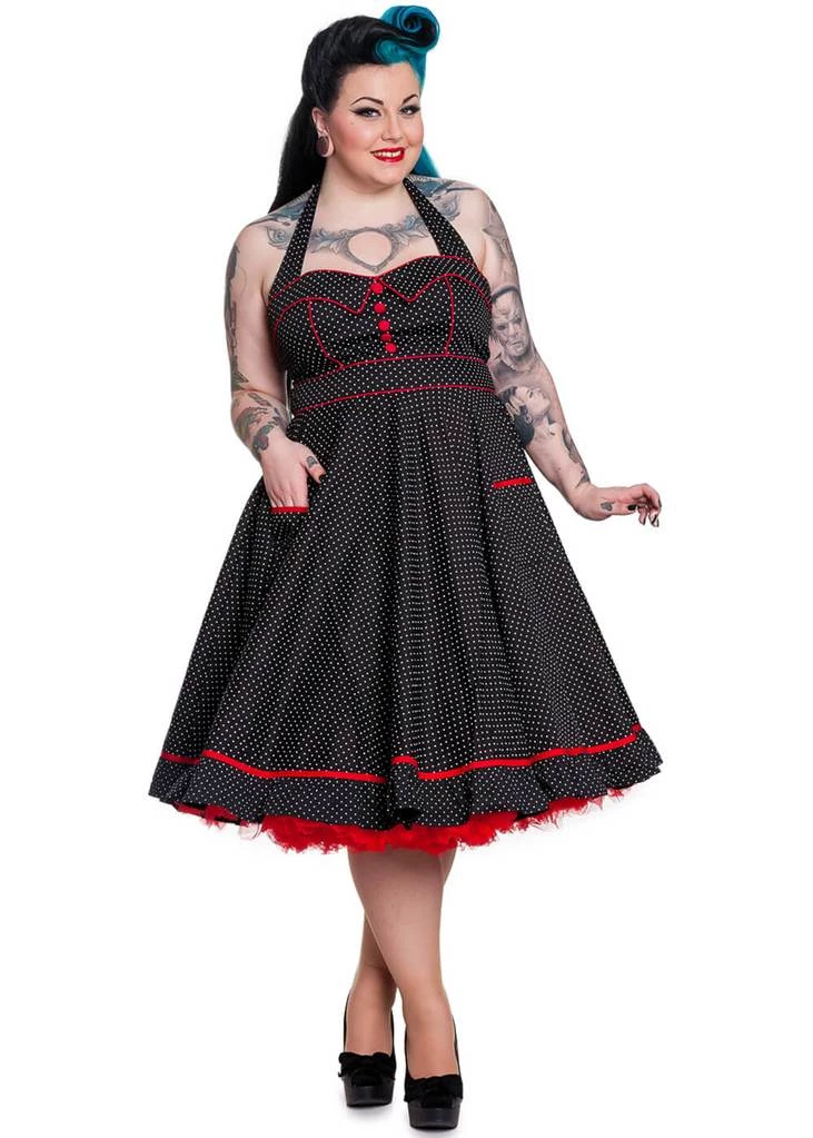 Hell Bunny Vanity Rockabilly 50's Swing Dress Black New In