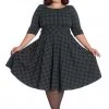 Hell Bunny Peebles Tartan 50's Swing Dress Green New In