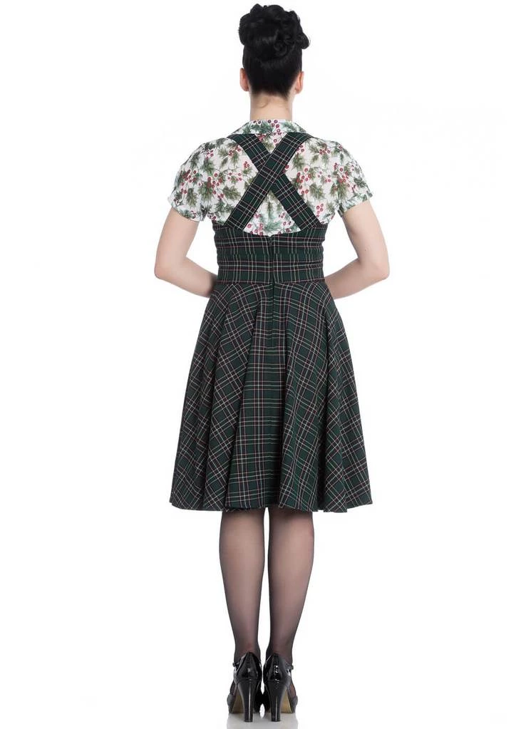 New In Hell Bunny Peebles Tartan Pinafore 40's Dress Green