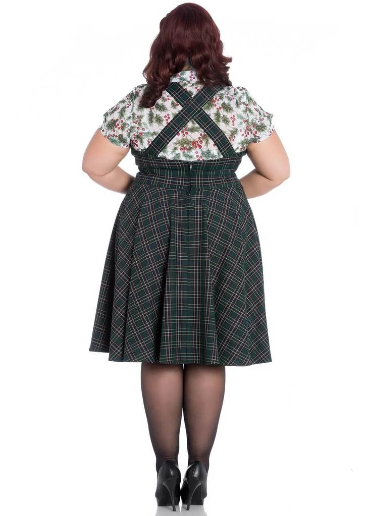New In Hell Bunny Peebles Tartan Pinafore 40's Dress Green