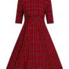 New In Hell Bunny Irvine Tartan 50's Swing Dress Red