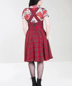 Hell Bunny Irvine Tartan 60's Pinafore Dress Red