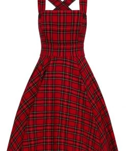 Hell Bunny Irvine Tartan 60's Pinafore Dress Red