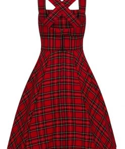 Hell Bunny Irvine Tartan 60's Pinafore Dress Red