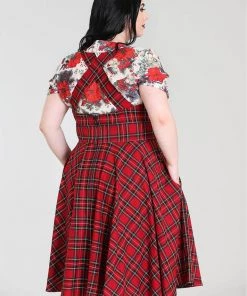 Hell Bunny Irvine Tartan 60's Pinafore Dress Red