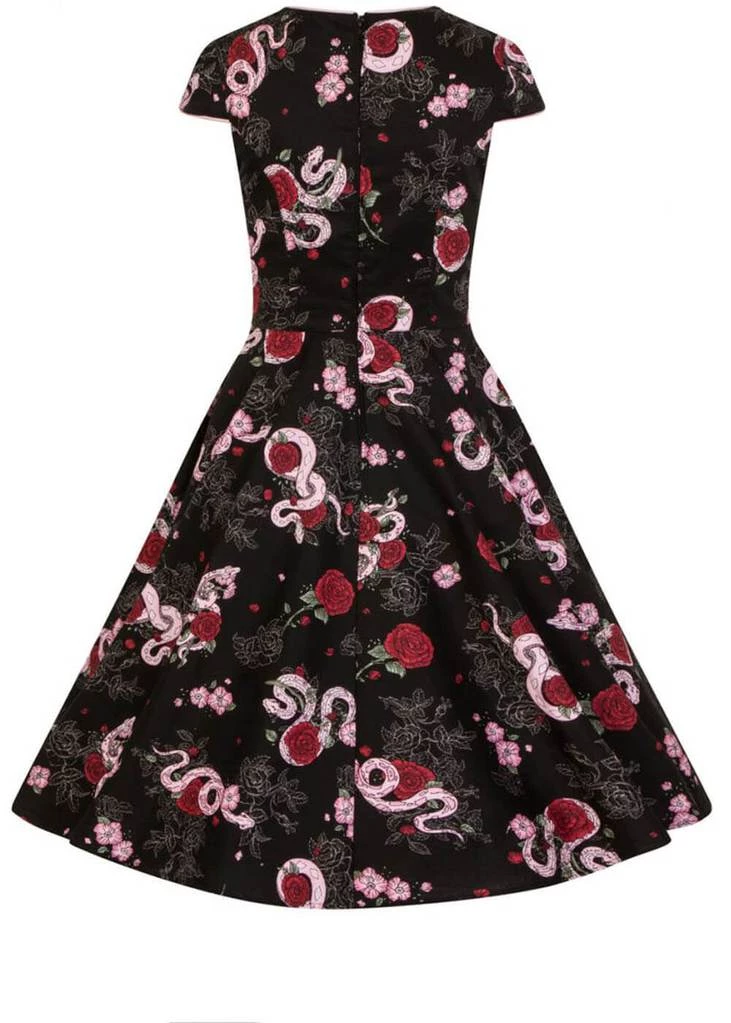 Hell Bunny Python Rose 50's Swing Jurk Zwart