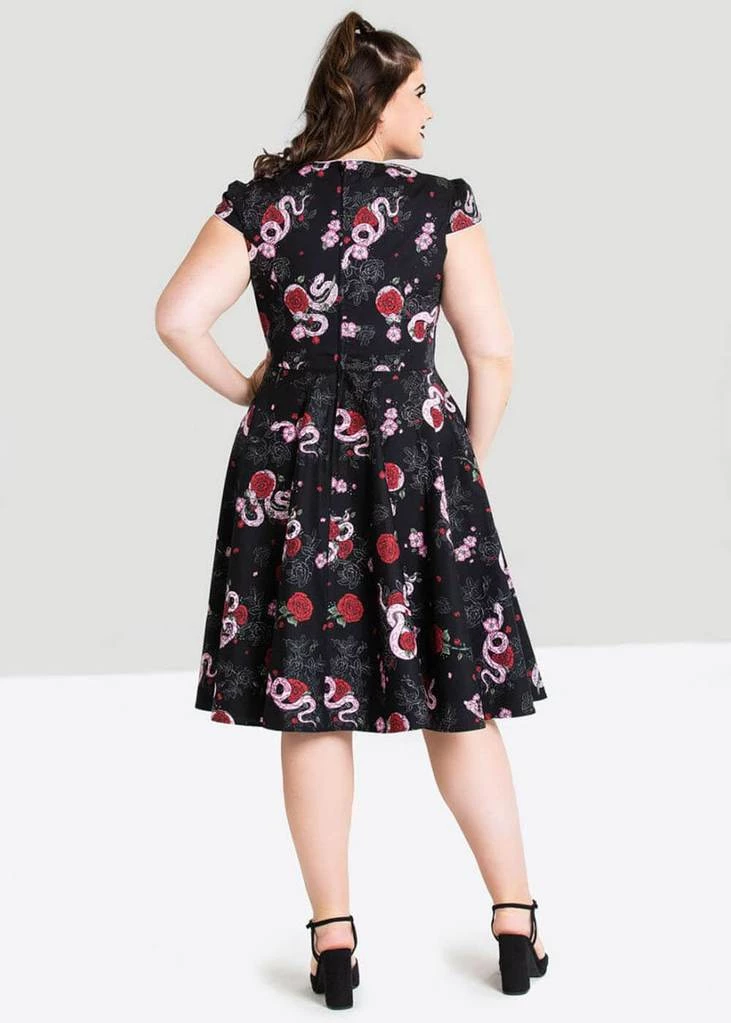 Hell Bunny Python Rose 50's Swing Jurk Zwart