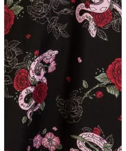 Hell Bunny Python Rose 50's Swing Jurk Zwart