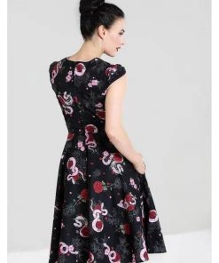 Hell Bunny Python Rose 50's Swing Jurk Zwart