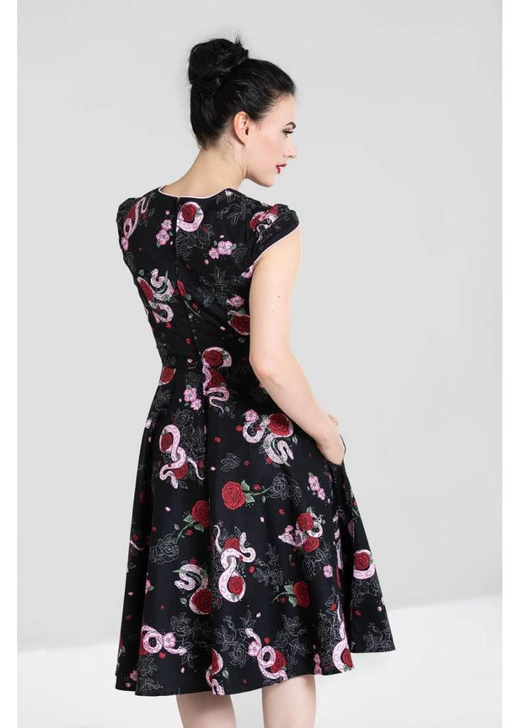 Hell Bunny Python Rose 50's Swing Jurk Zwart