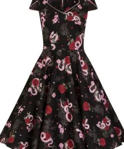Hell Bunny Python Rose 50's Swing Jurk Zwart
