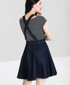 Hell Bunny Dakota 50's Pinafore Swing Dress Navy New In