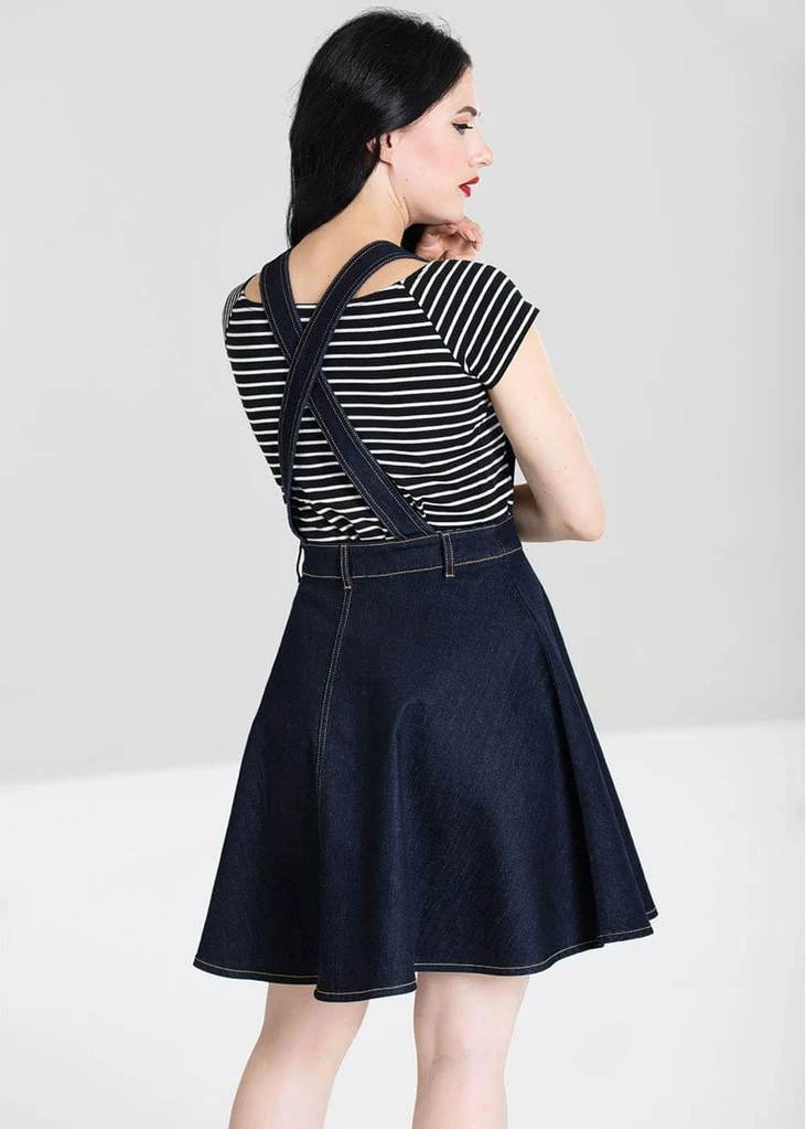 Hell Bunny Dakota 50's Pinafore Swing Dress Navy New In