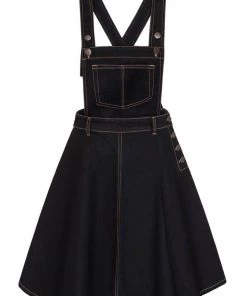 Hell Bunny Dakota 50's Pinafore Swing Dress Navy New In