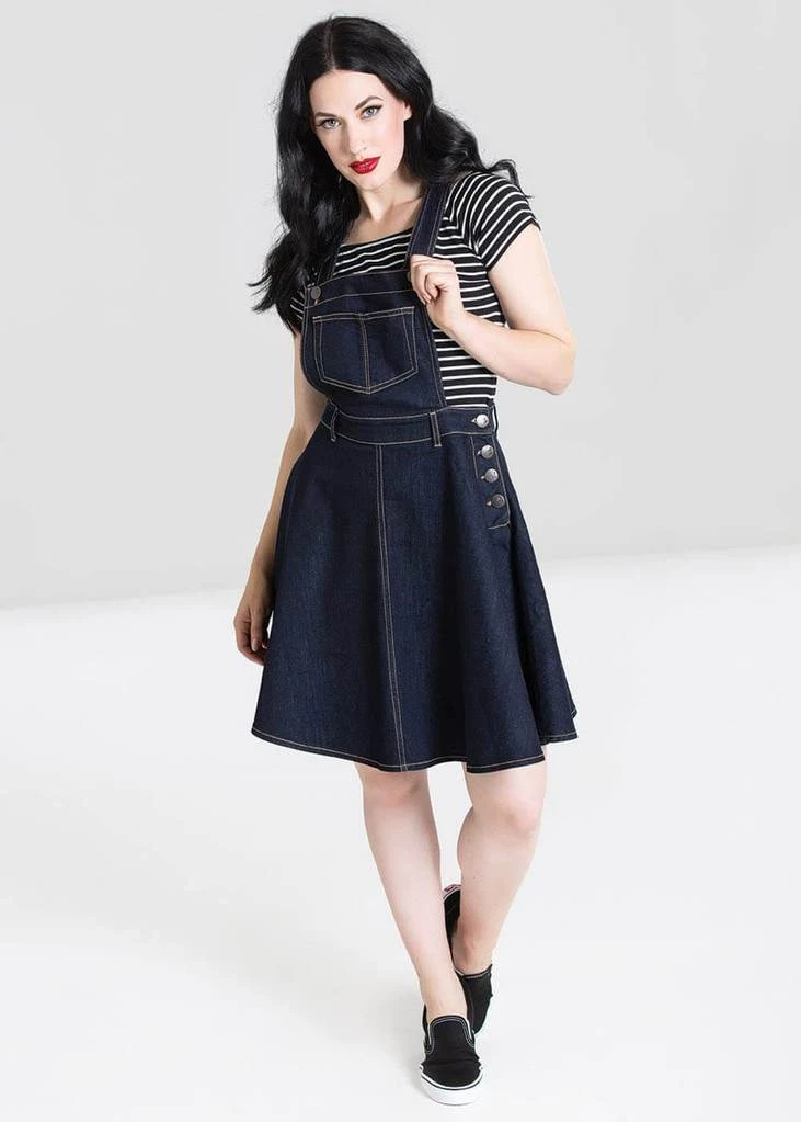 Hell Bunny Dakota 50's Pinafore Swing Dress Navy New In