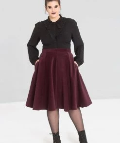 New In Hell Bunny Jefferson 70's Corduroy Swing Skirt Wine