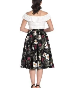 Hell Bunny Tahiti 50's Swing Skirt Black New In