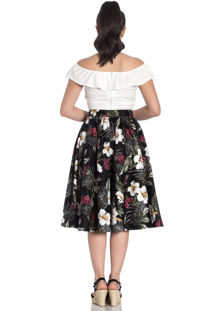 Hell Bunny Tahiti 50's Swing Skirt Black New In