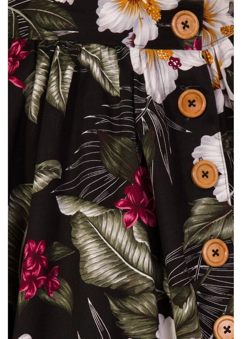 Hell Bunny Tahiti 50's Swing Skirt Black New In