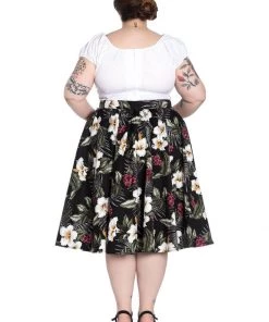 Hell Bunny Tahiti 50's Swing Skirt Black New In