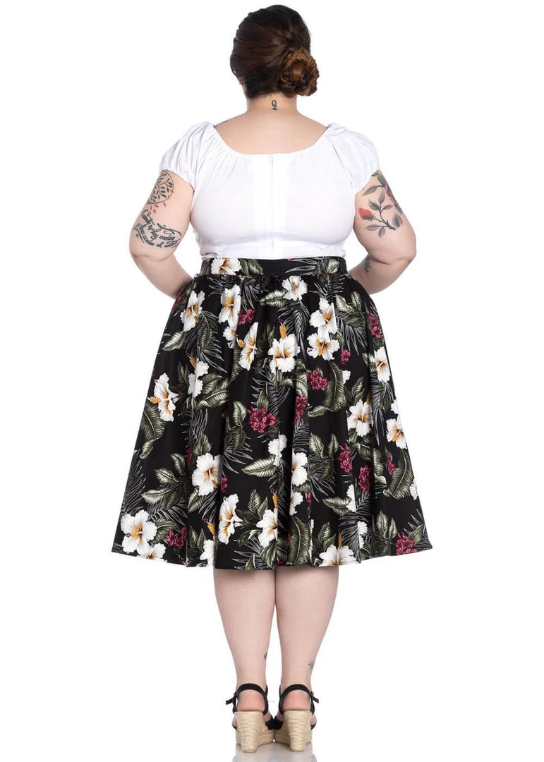 Hell Bunny Tahiti 50's Swing Skirt Black New In