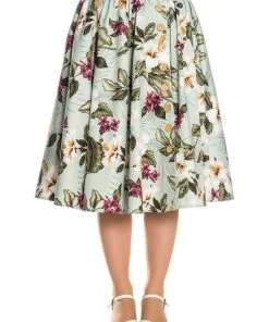 New In Hell Bunny Tahiti 50's Swing Skirt Green
