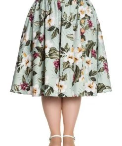 New In Hell Bunny Tahiti 50's Swing Skirt Green