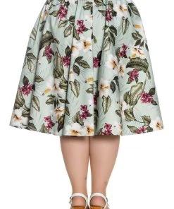 New In Hell Bunny Tahiti 50's Swing Skirt Green