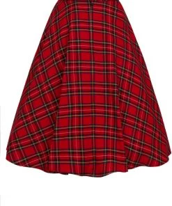 New In Hell Bunny Irvine Tartan 50's Swing Skirt Red