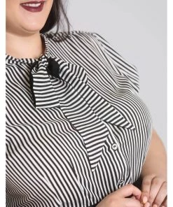 Hell Bunny Humbug 40's Blouse Black White New In