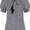 Hell Bunny Humbug 40's Blouse Black White New In