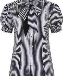 Hell Bunny Humbug 40's Blouse Black White New In