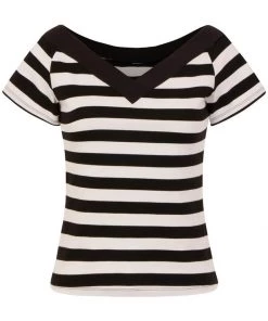 New In Hell Bunny Caithlin Striped Top Black White