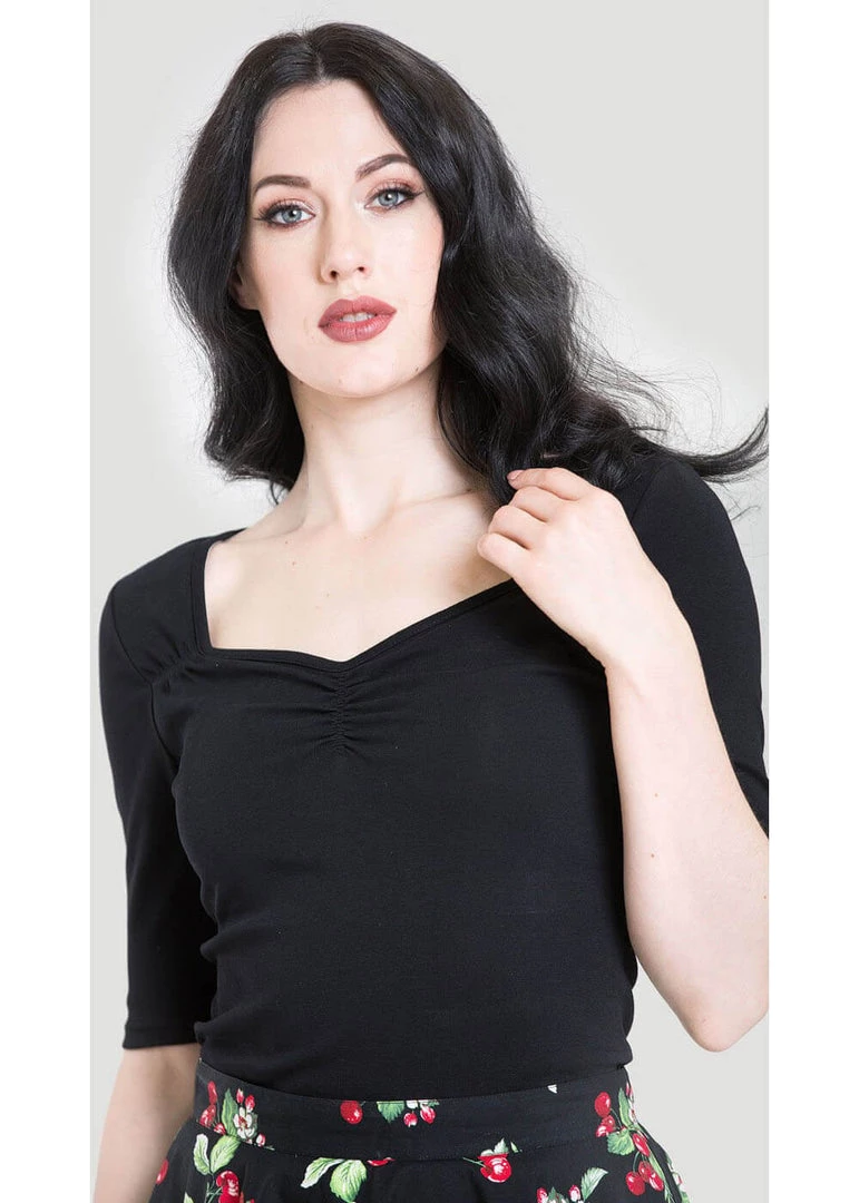 Hell Bunny Philippa 50's Top Black New In